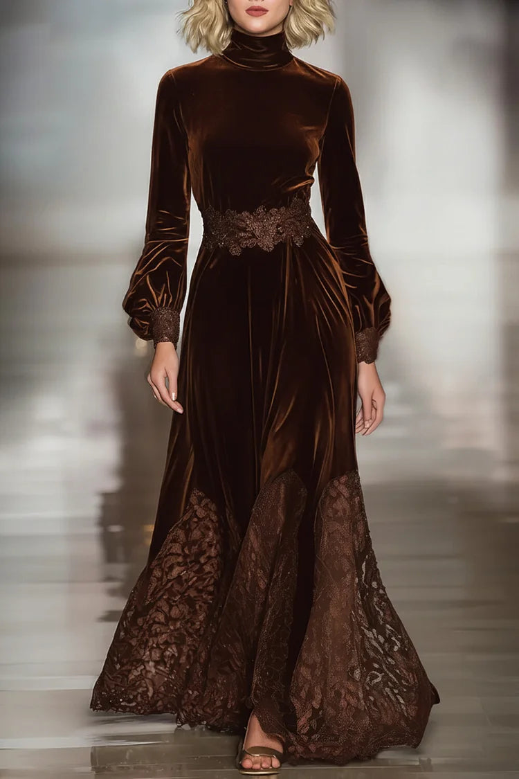 velvet dress turtleneck Posie Stretch Polyester Collar type Pleated velvet turtleneck mini dress