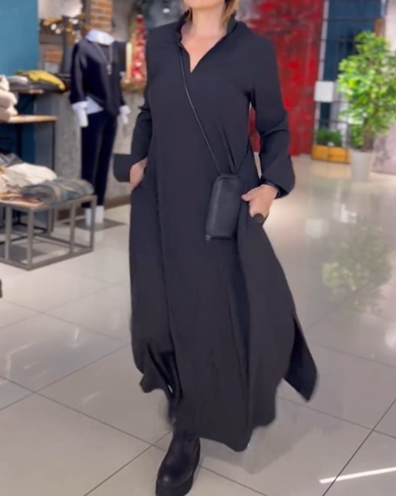 Uzila | Long, Loose Dress with Slit