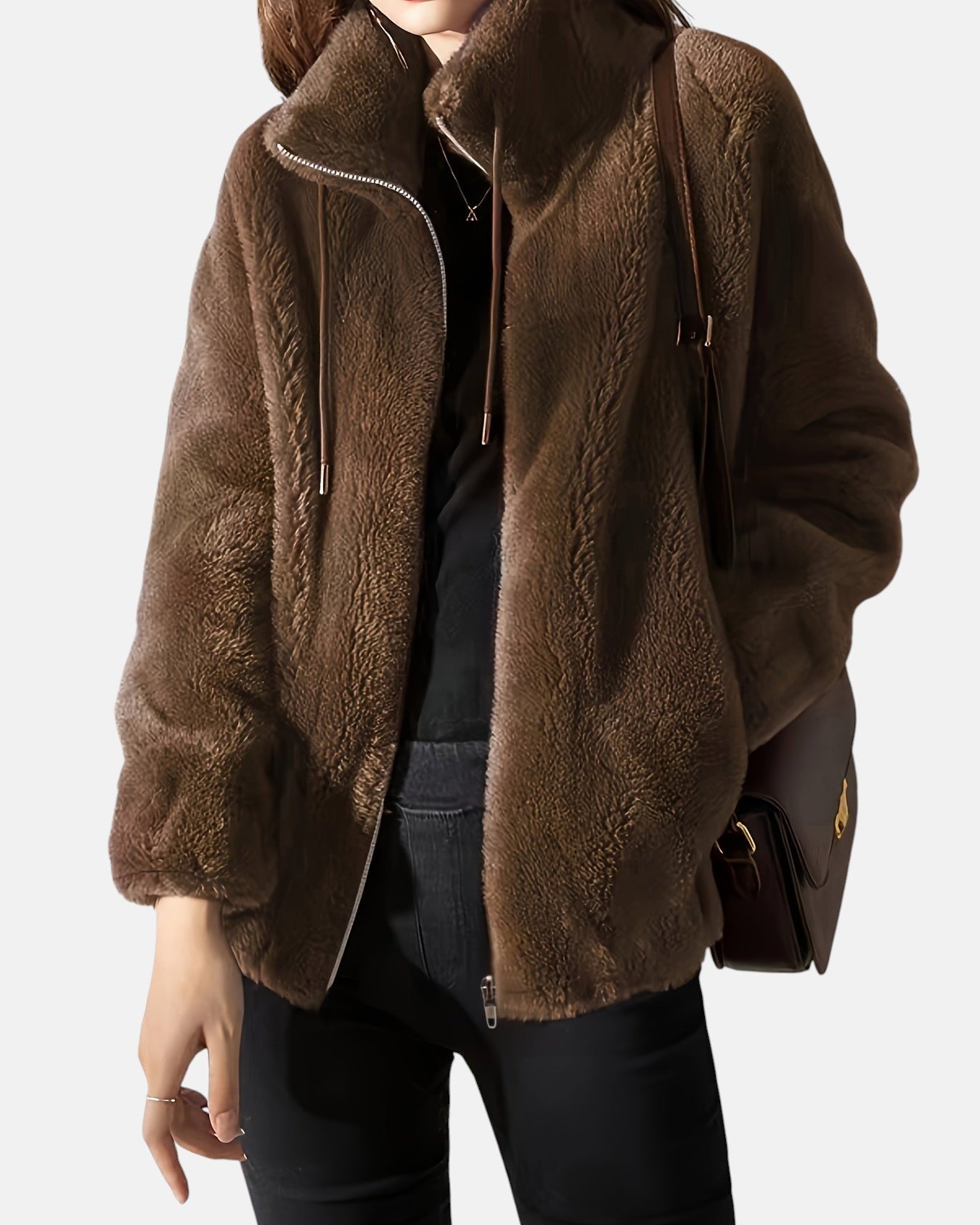 Women's jacket with soft finish and high collar