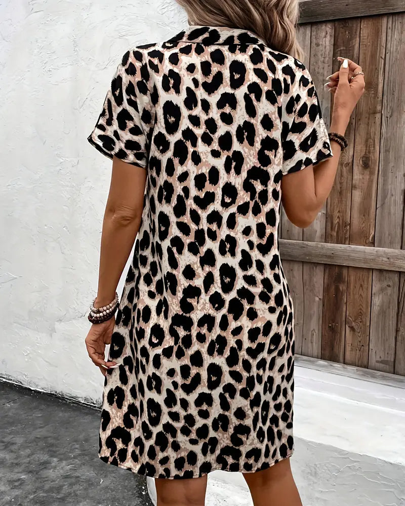 Madeline | Elegant Midi Dress, Trendy Leopard Print.