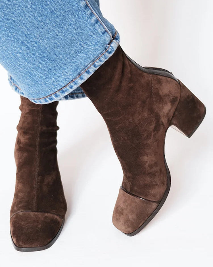 Women's ankle boots | suede heeled with a rounded toe