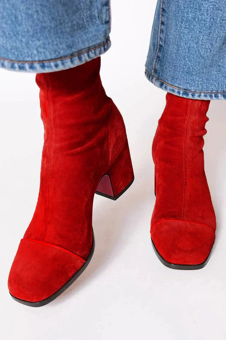 Women's ankle boots | suede heeled with a rounded toe