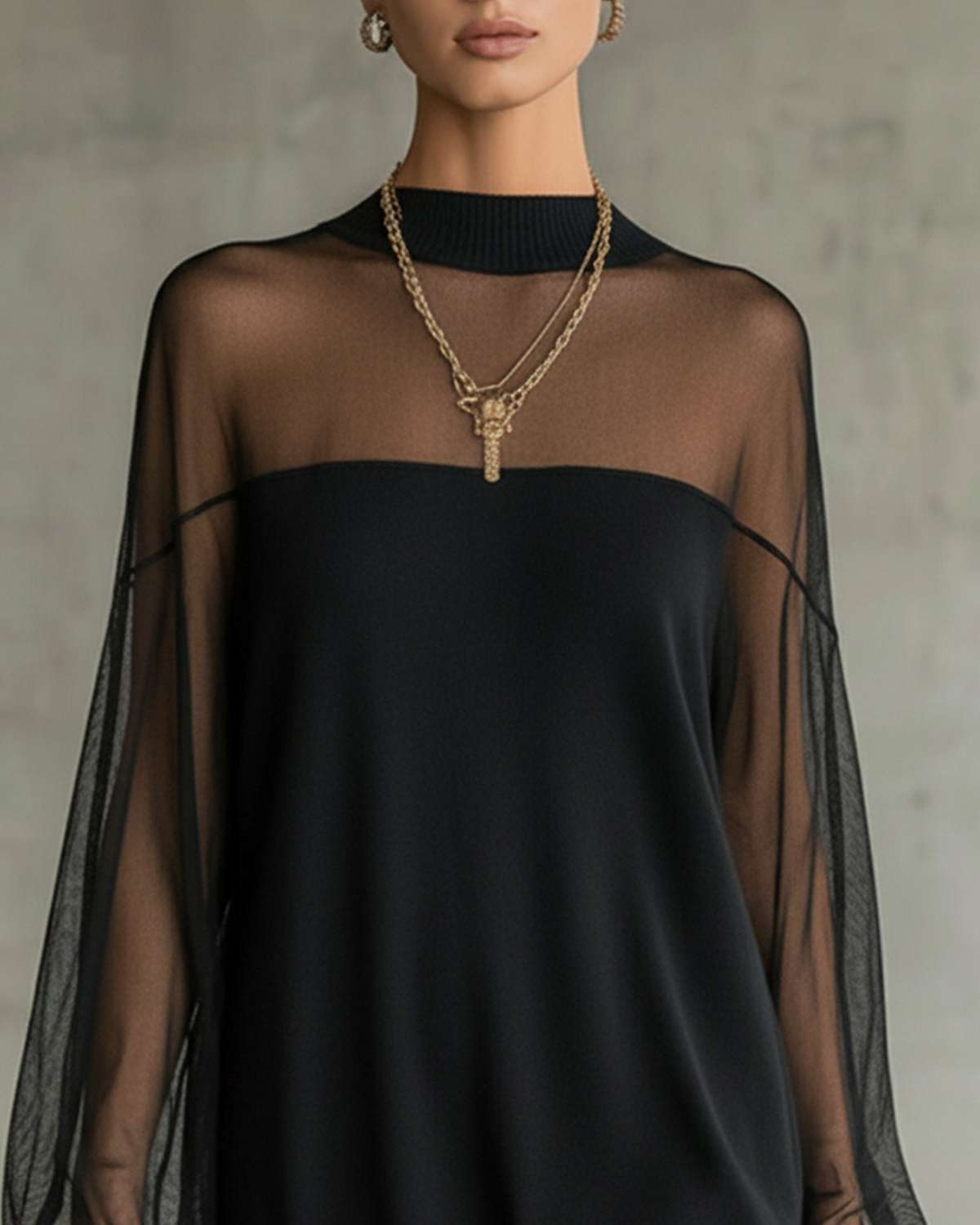 Women's Mini Dress | with Tulle and Sheer Top