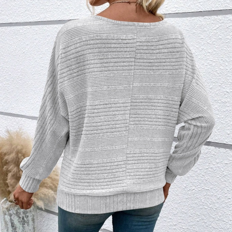 Yarisa | Striped Long Sleeve Shirt with Round Neck