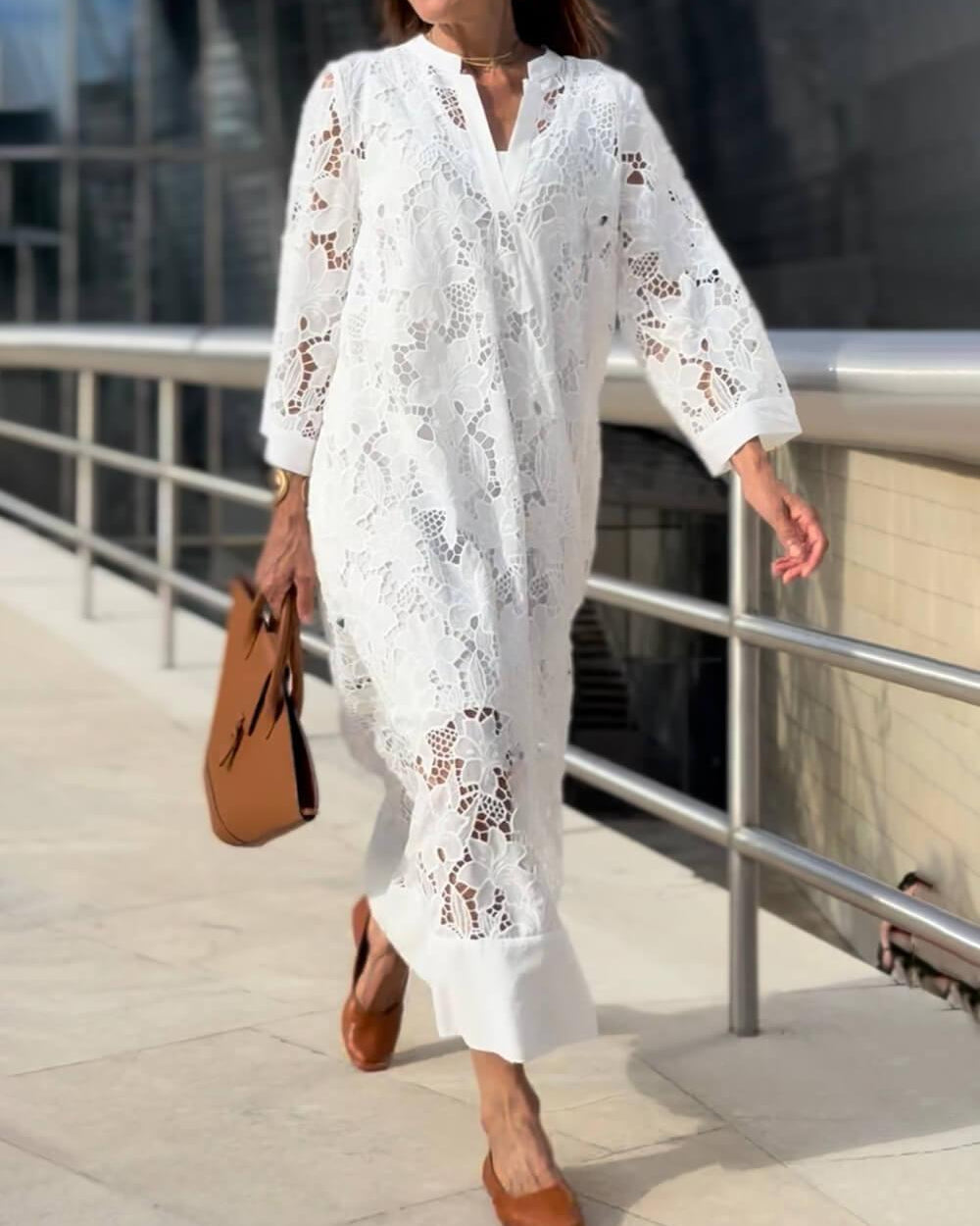 Willow | Flower V-Neck Midi Dress