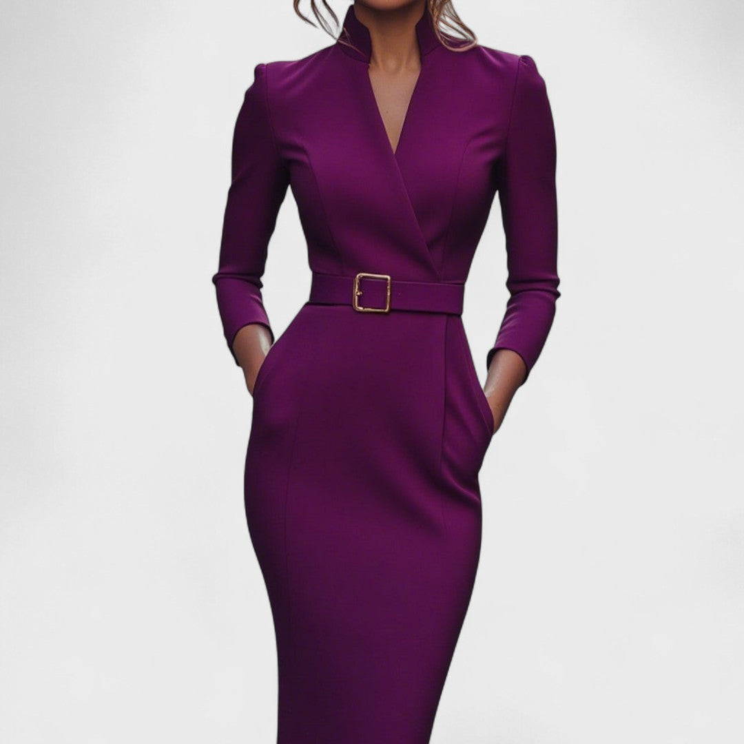 Women's dress | elegant midi wrap with belt