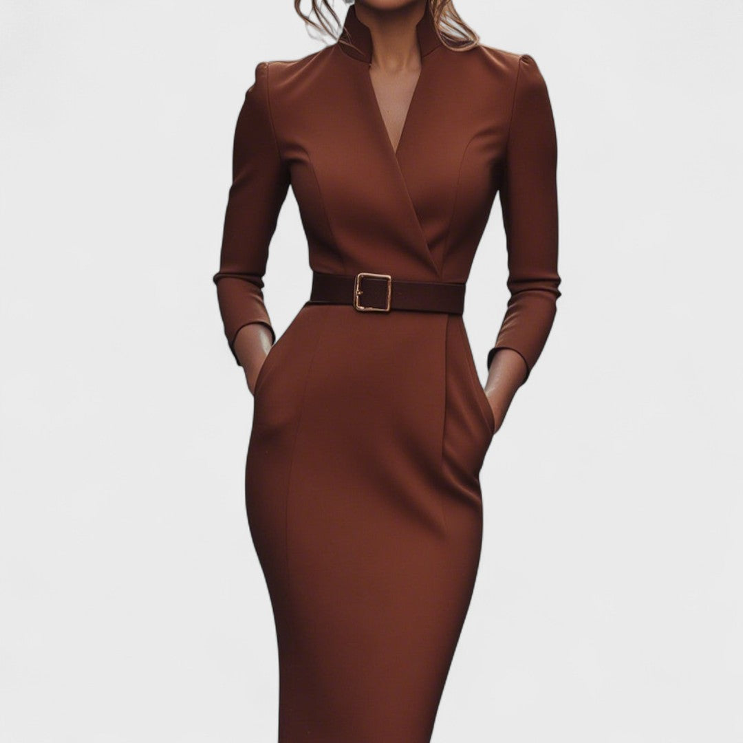 Women's dress | elegant midi wrap with belt