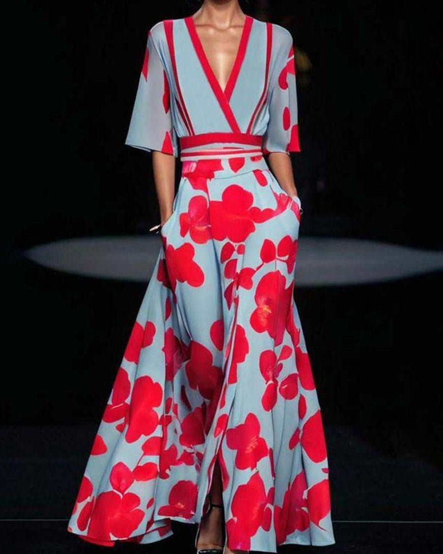 Lea | Seaside Glam Mid Sleeve Maxi Dress Ensemble