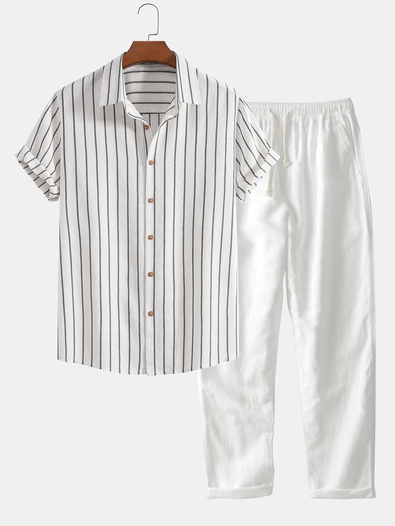 Striped Men's Set – Shirt & Pants for Spring, Summer & Autumn