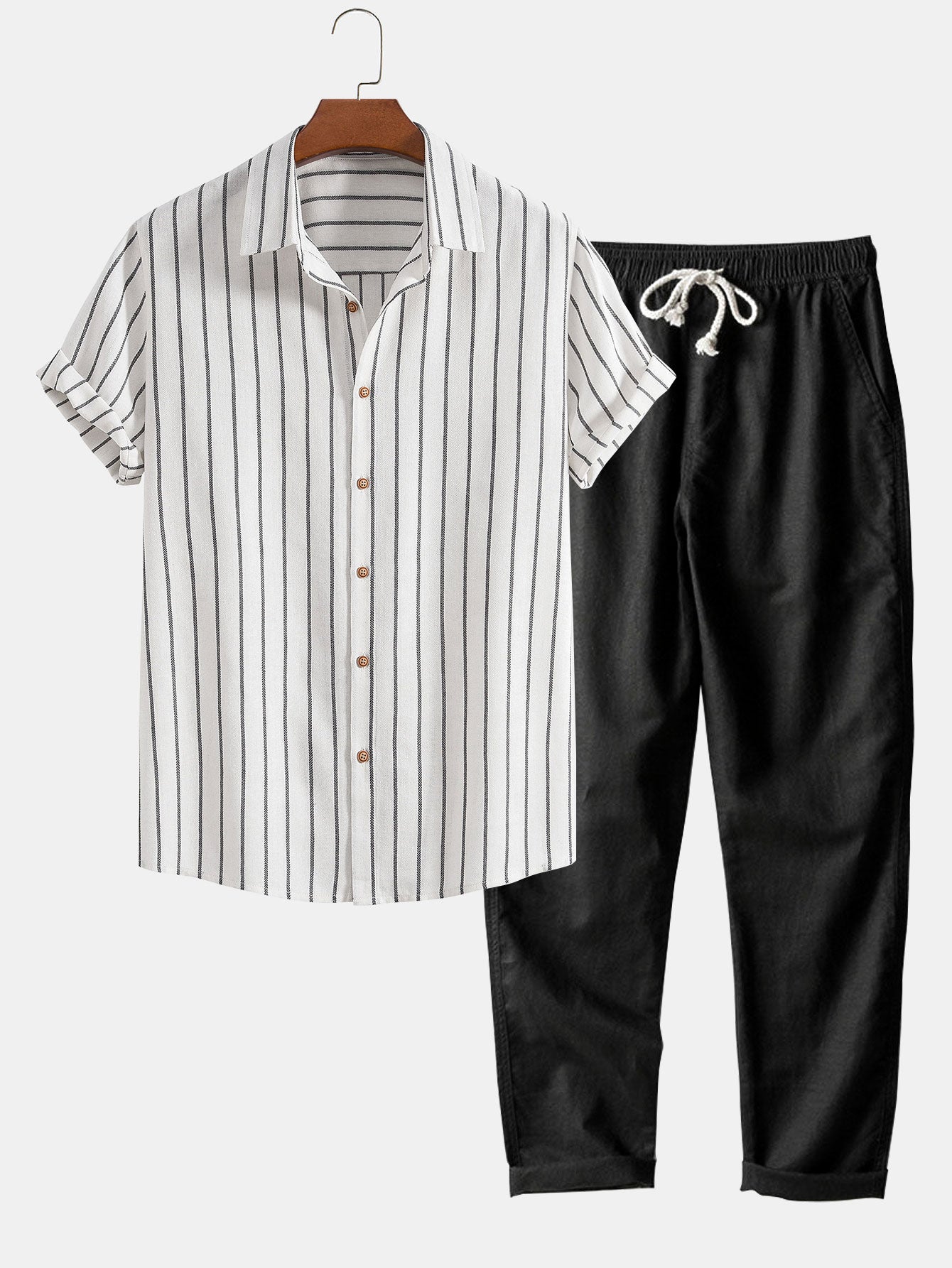 Striped Men's Set – Shirt & Pants for Spring, Summer & Autumn