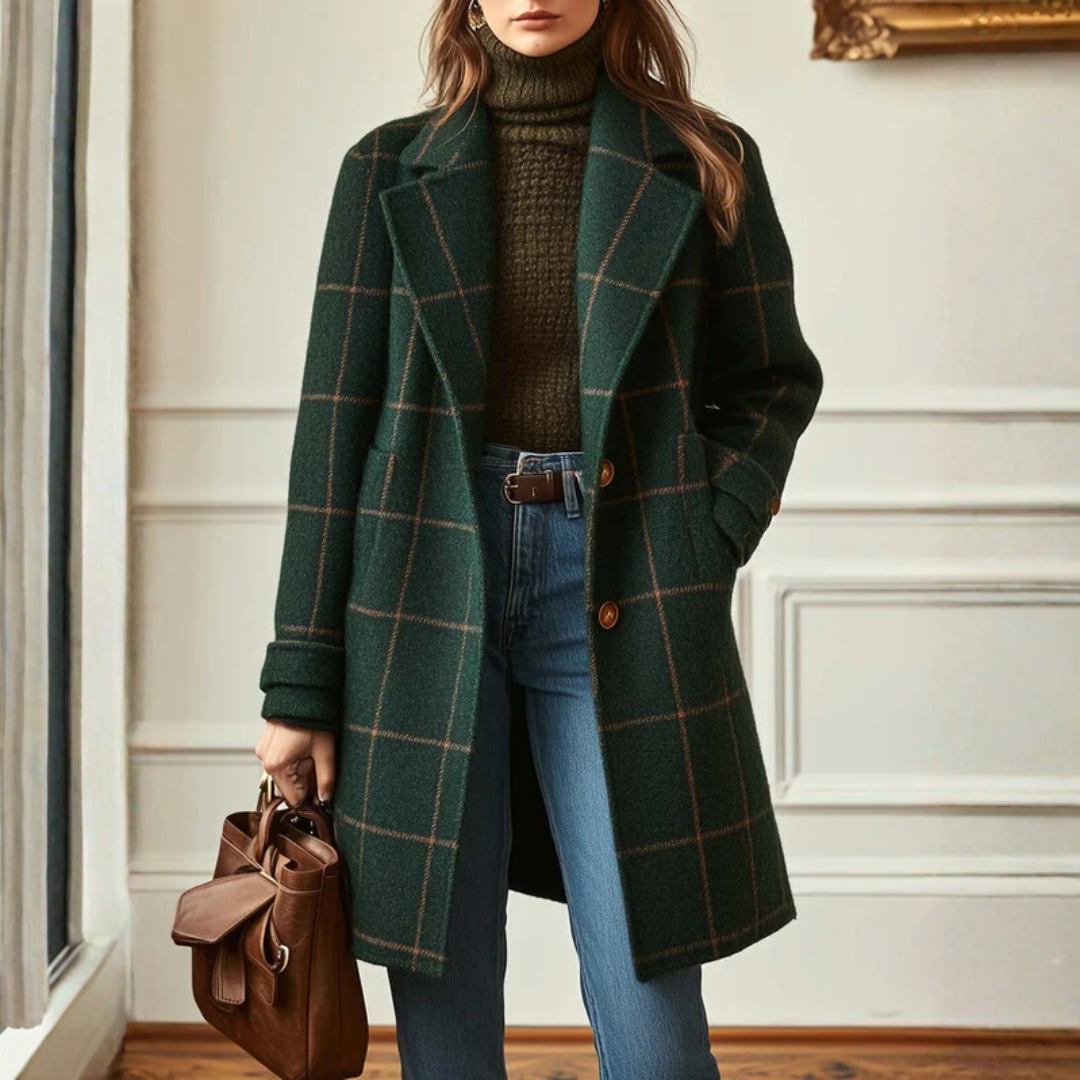 Women's plaid coat in a classic cut