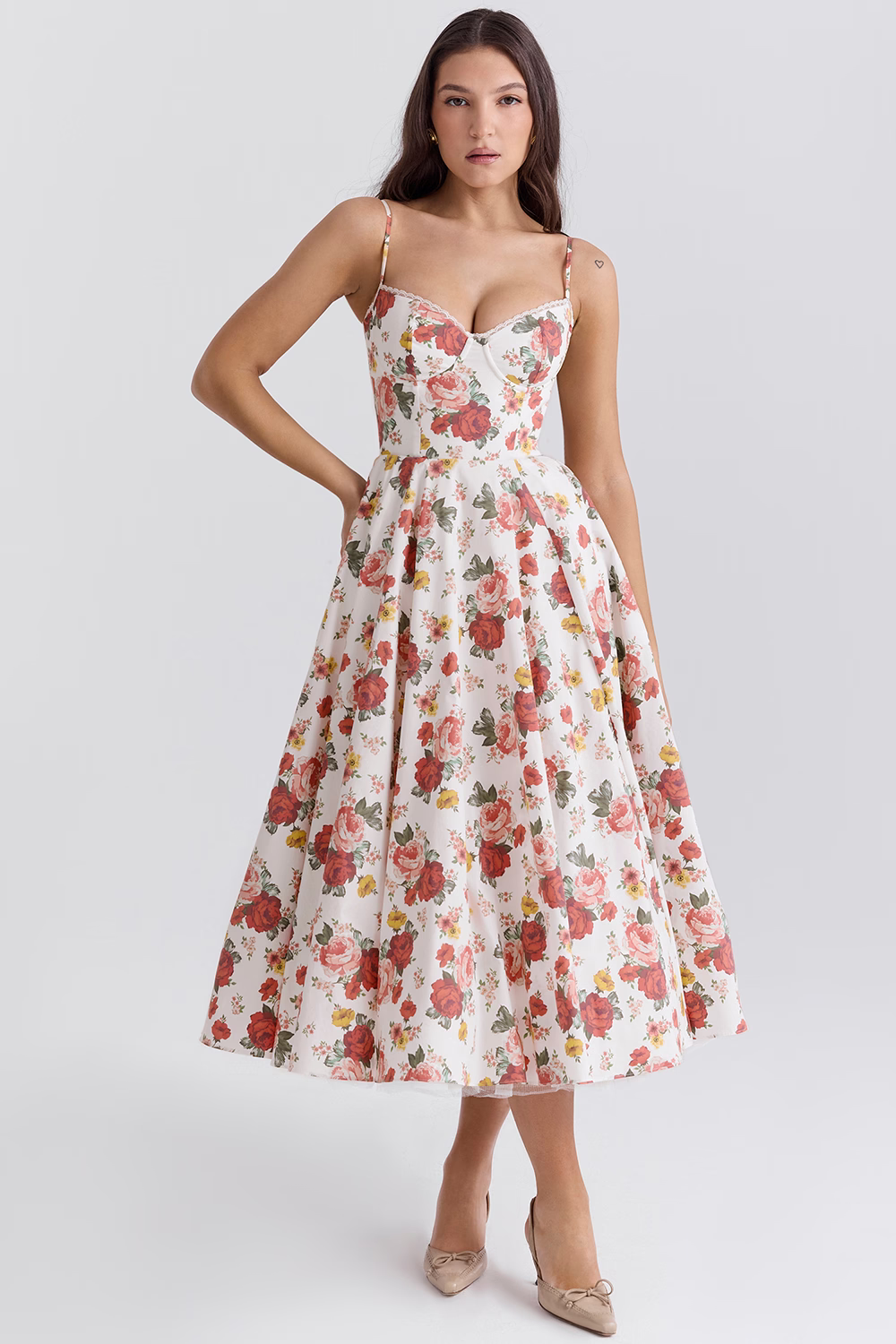 Women’s Elegant Spaghetti Strap A-Line Midi Dress