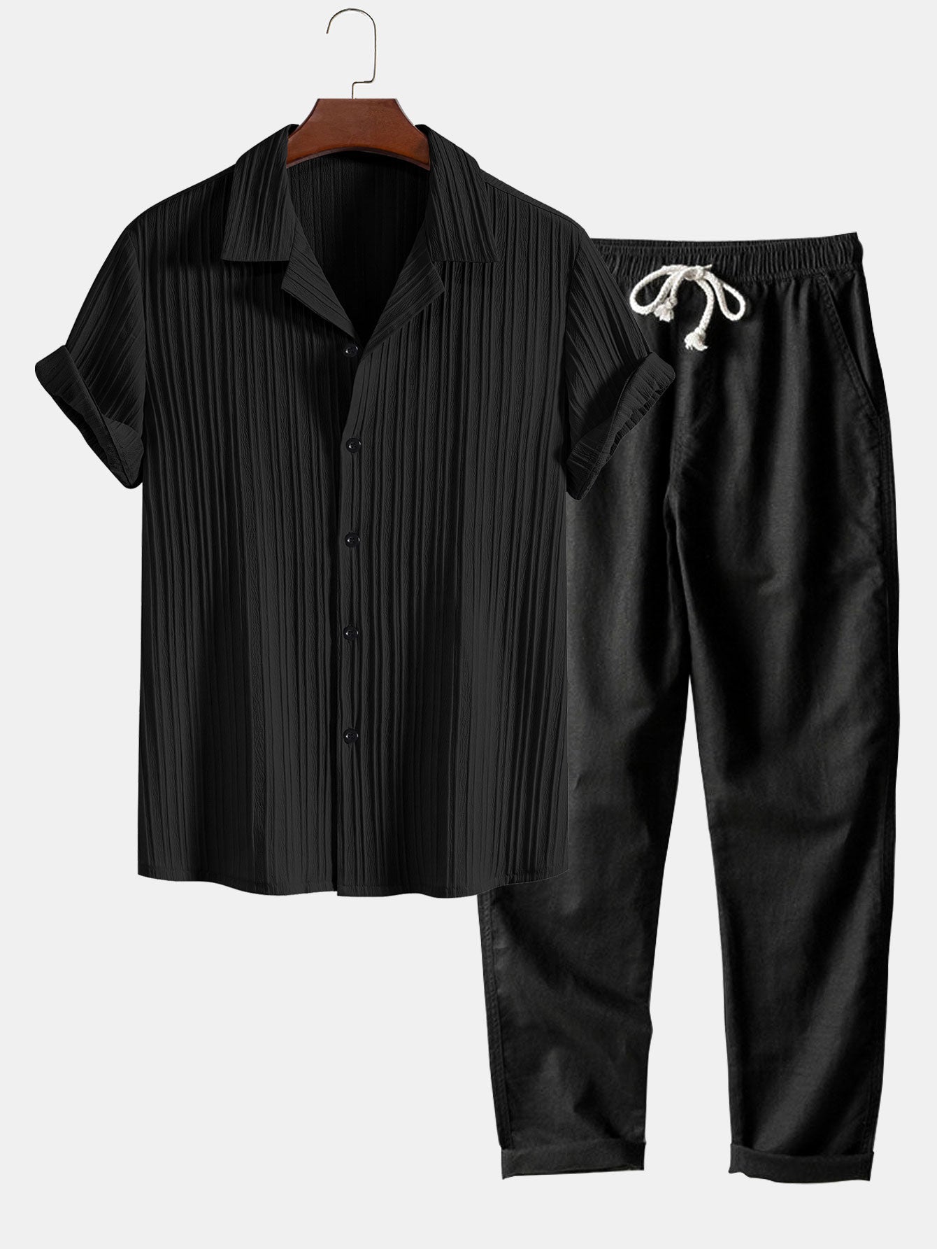 Men’s Summer Set – Short Shirt & Straight Pants