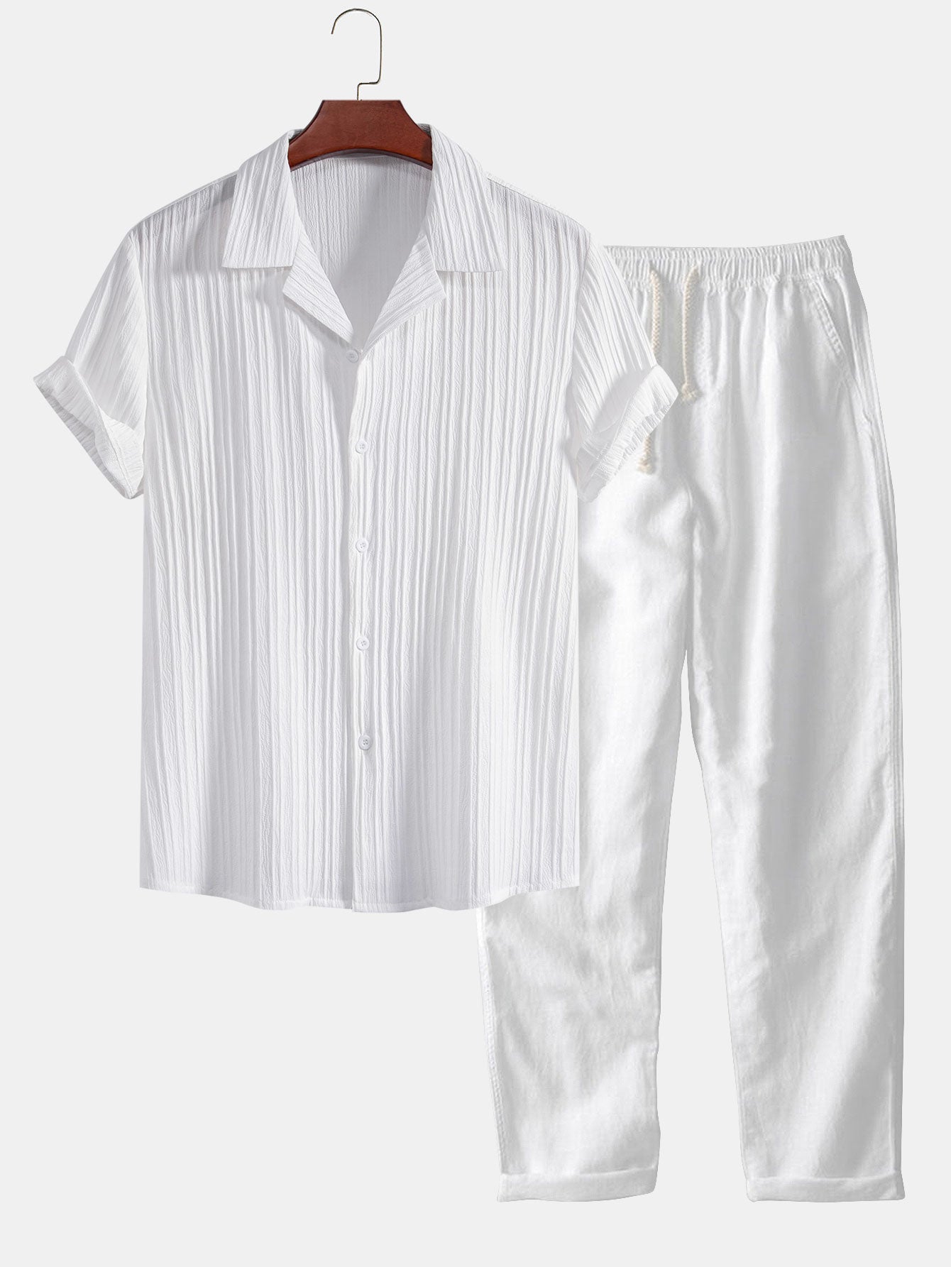 Men’s Summer Set – Short Shirt & Straight Pants