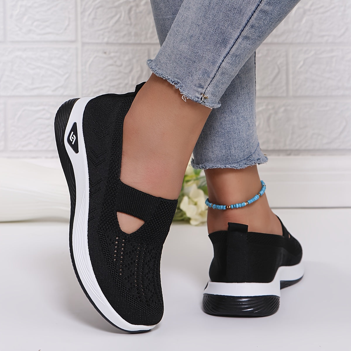 Women's Slip-On Sports Shoes | with Mesh and Thick Sole