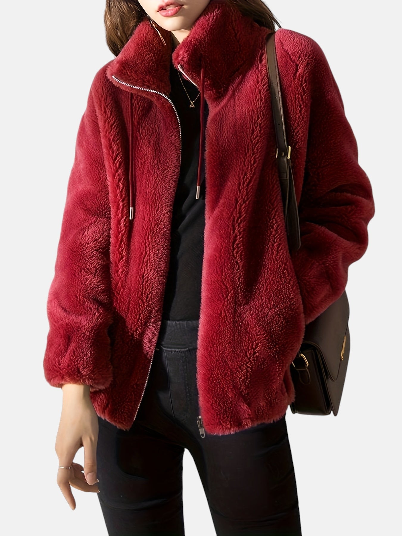 Women's jacket with soft finish and high collar