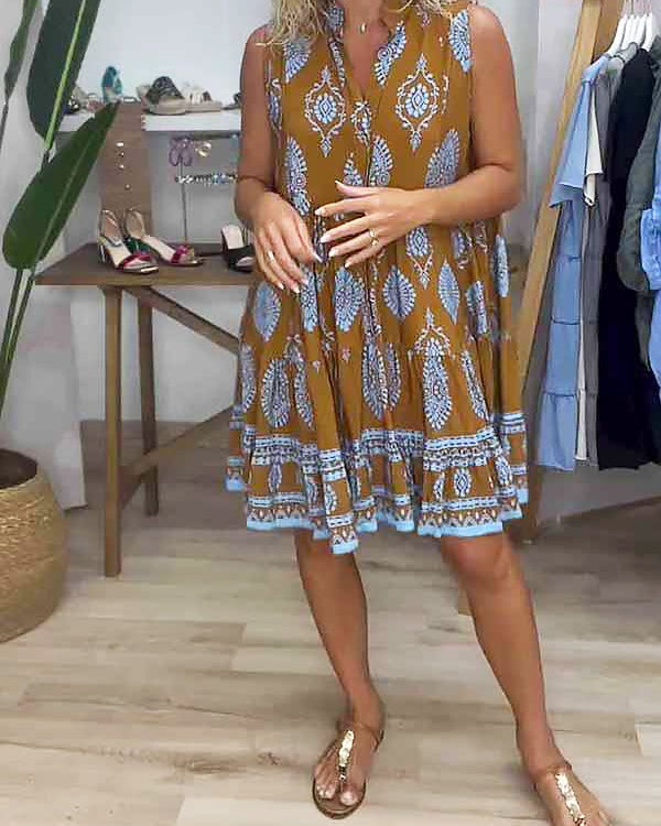 Jenna | Women's Boho Printed Sleeveless Mini Dress