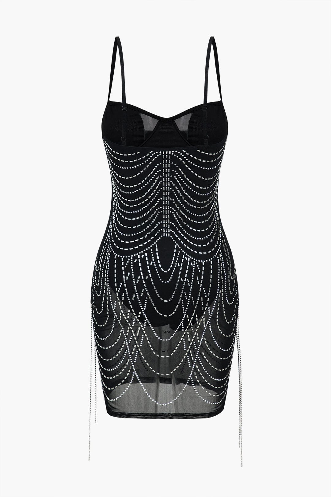 Celeste | Rhinestone-Embellished Mesh Mini Dress – Sparkling Glamour for Unforgettable Nights