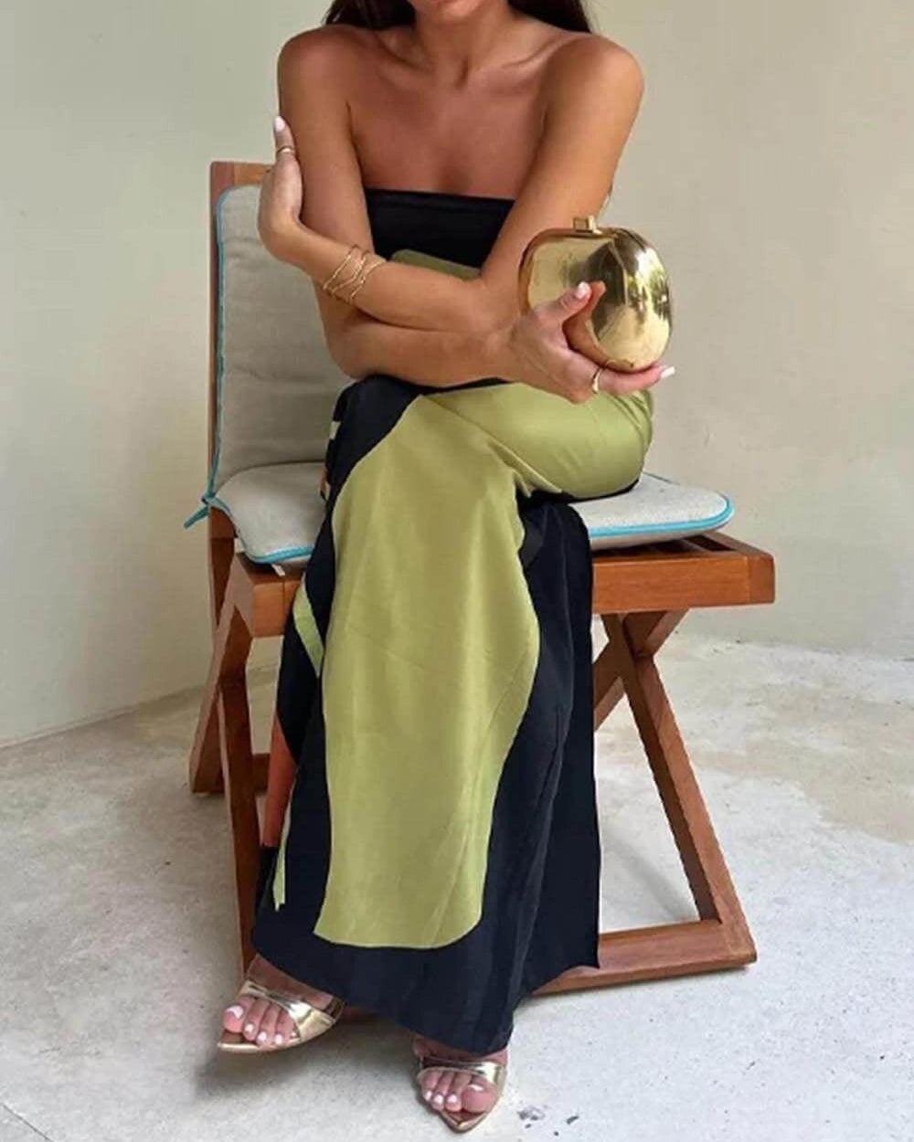 Joan | Chic Strapless Printed Maxi Party Dress
