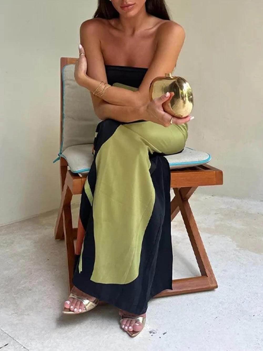 Joan | Chic Strapless Printed Maxi Party Dress