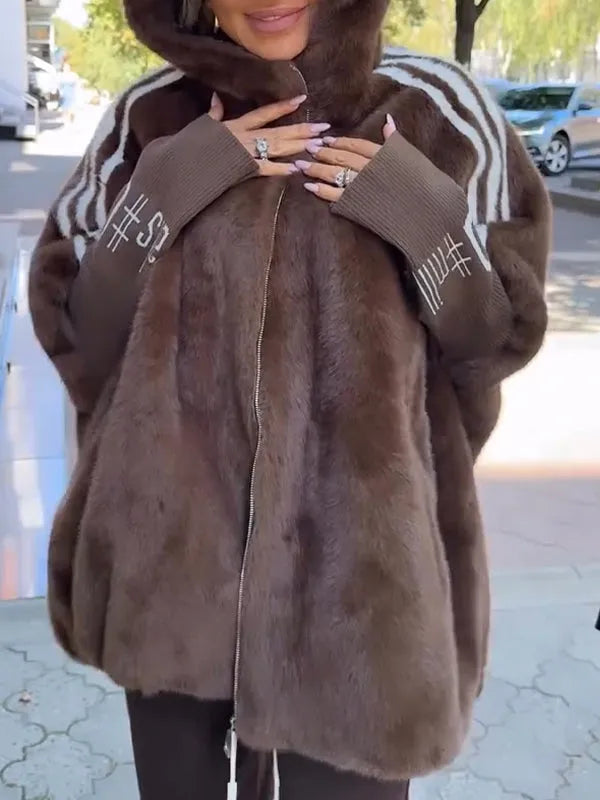 Women's Jacket | with Fur and Hood in Loose Fit