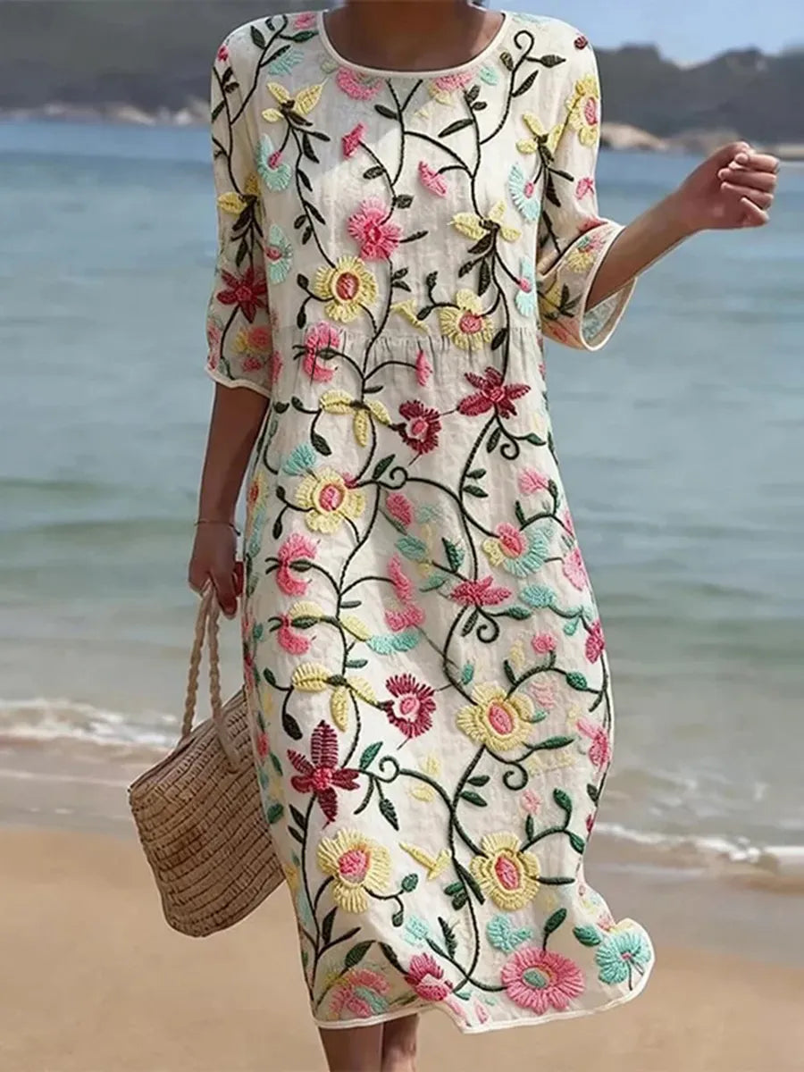 Raquel | Embroidered Vintage Dress