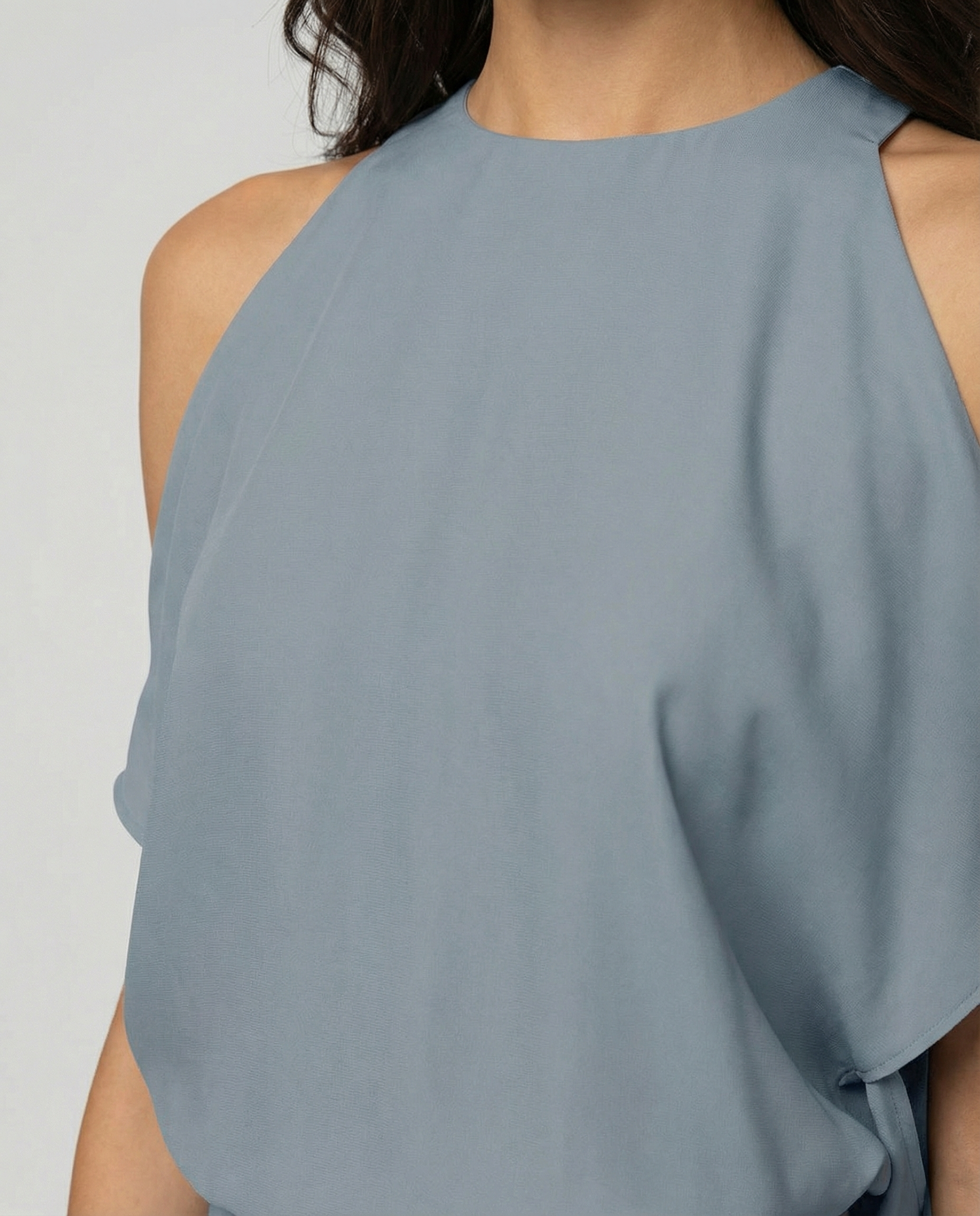 Women’s Elegant Halter Midi Dress with Wrap Skirt