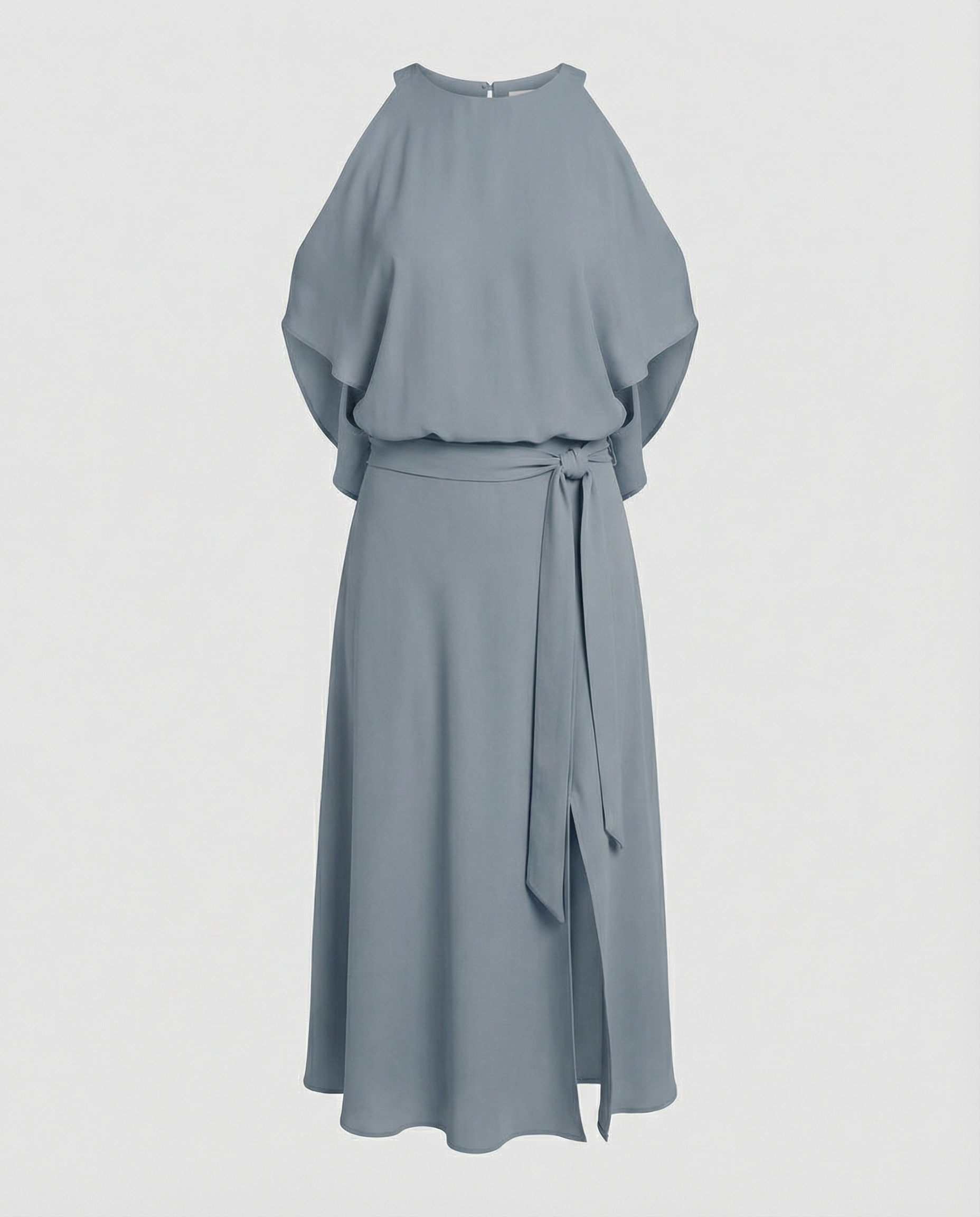 Women’s Elegant Halter Midi Dress with Wrap Skirt