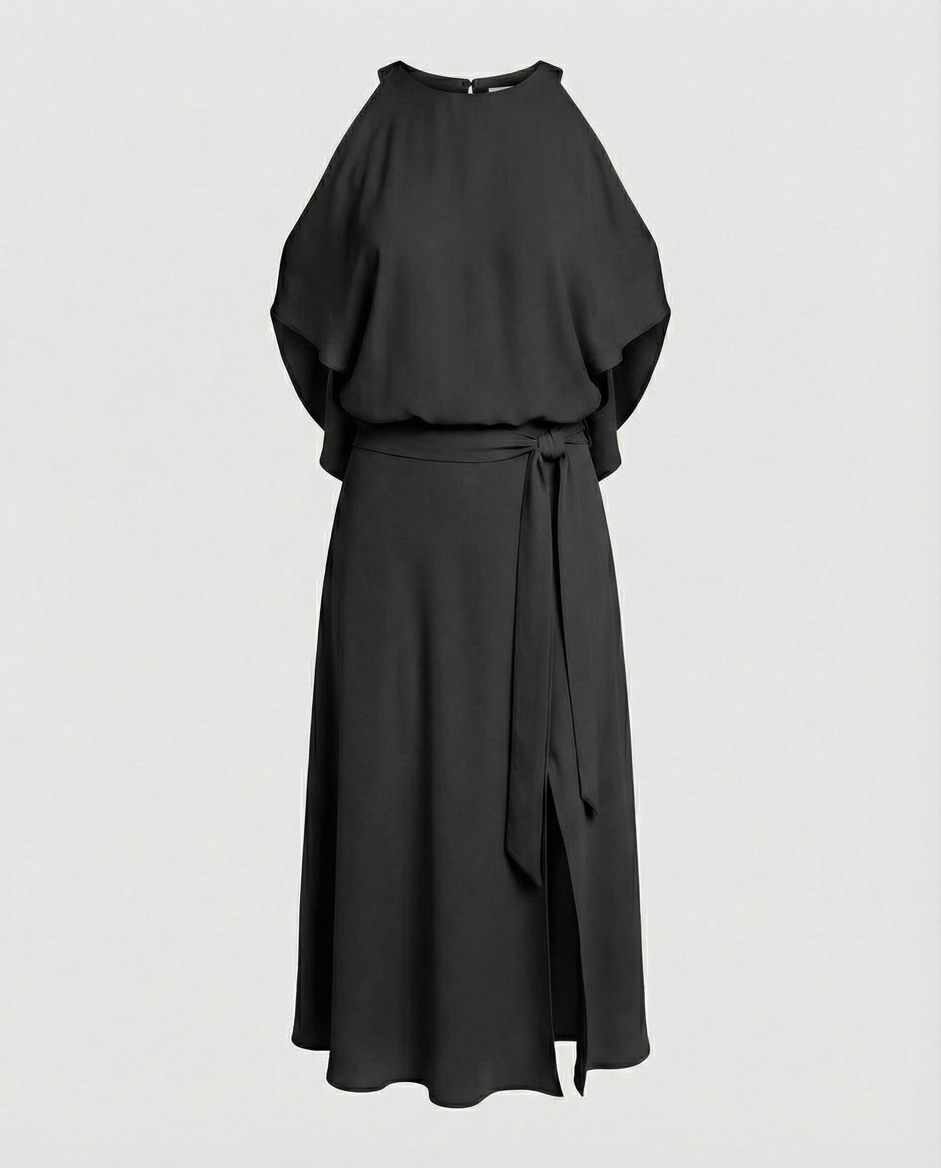 Women’s Elegant Halter Midi Dress with Wrap Skirt
