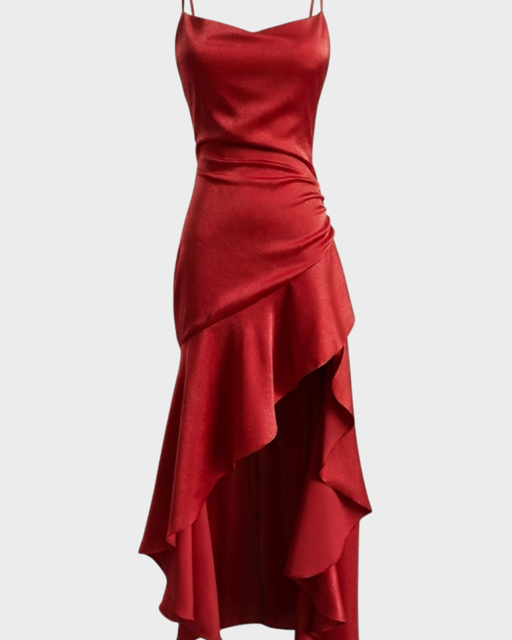 Adelphia | Cherry Lacquer Ruffle Maxi Dress