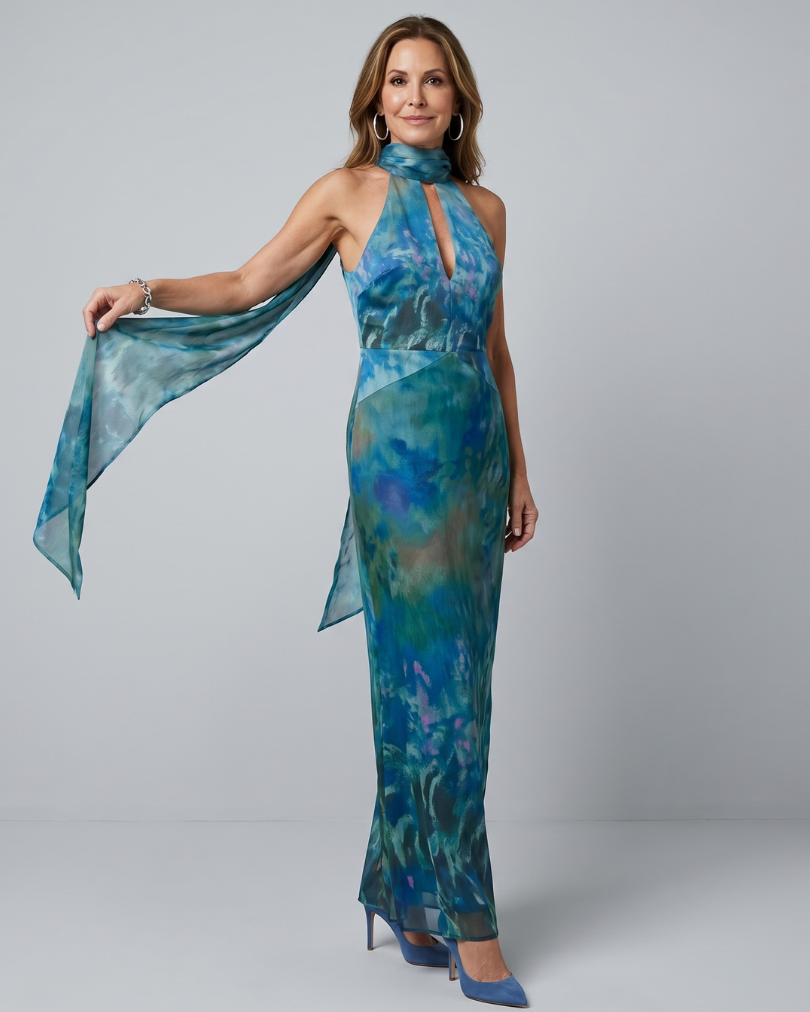 Juniper | Keyhole Halter Sleeveless Maxi Dress