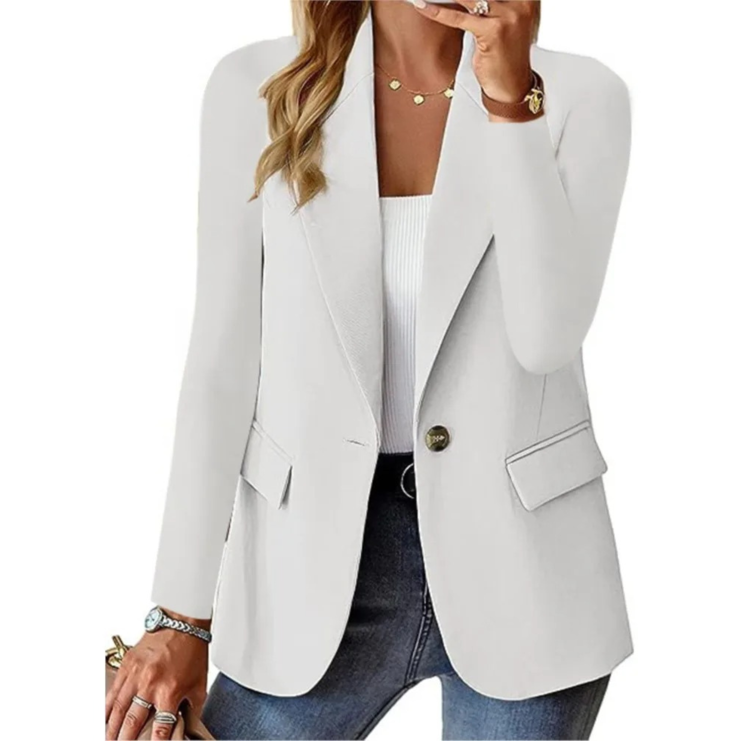 Women’s Elegant Single-Button Blazer