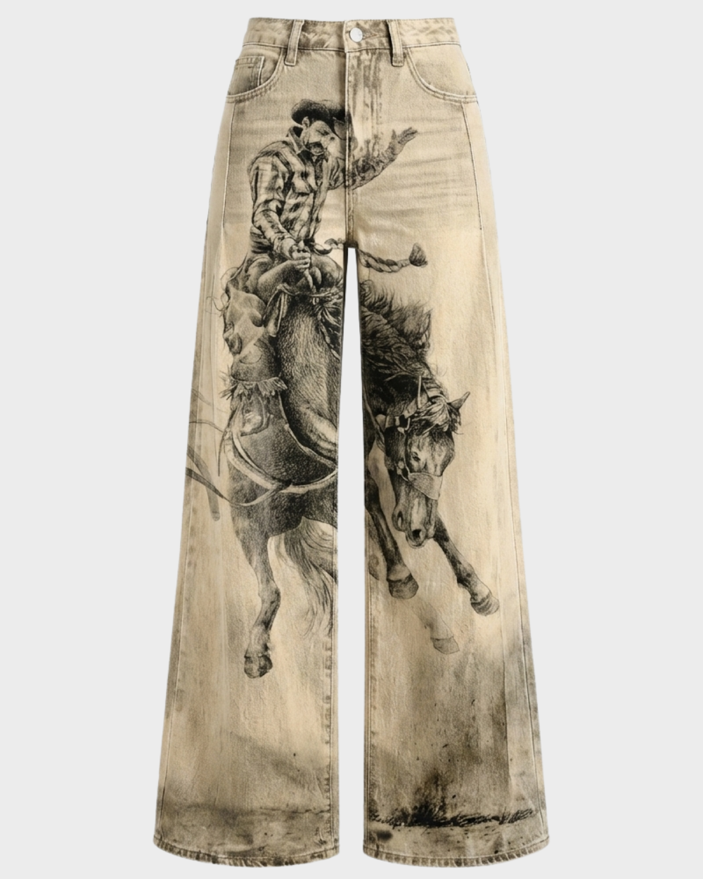 Trendy Wide-Leg Jeans with Pattern