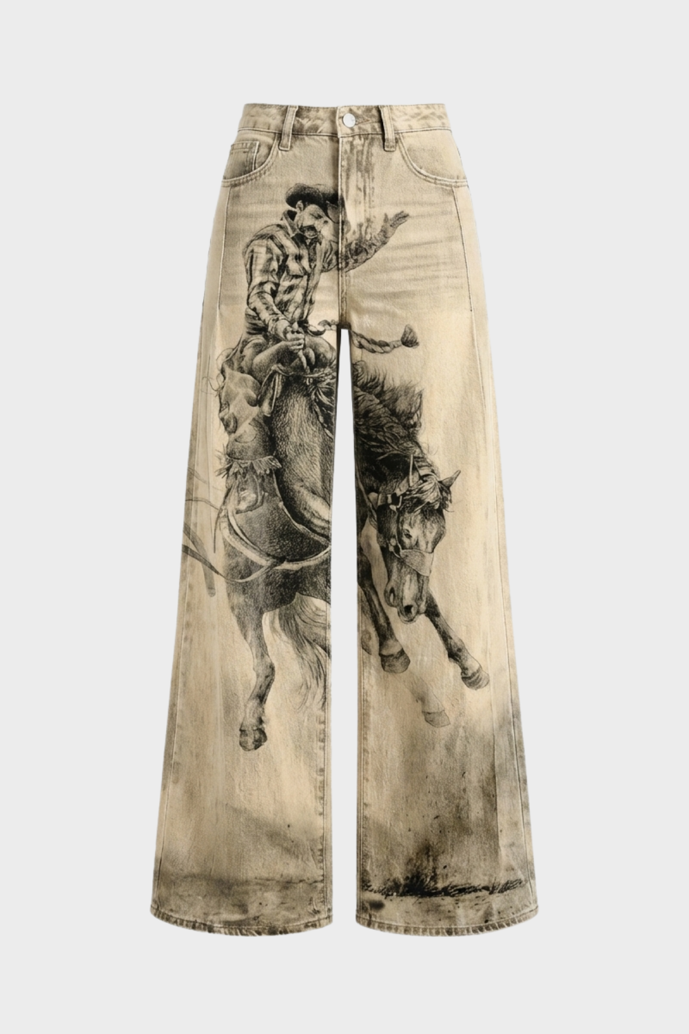 Trendy Wide-Leg Jeans with Pattern