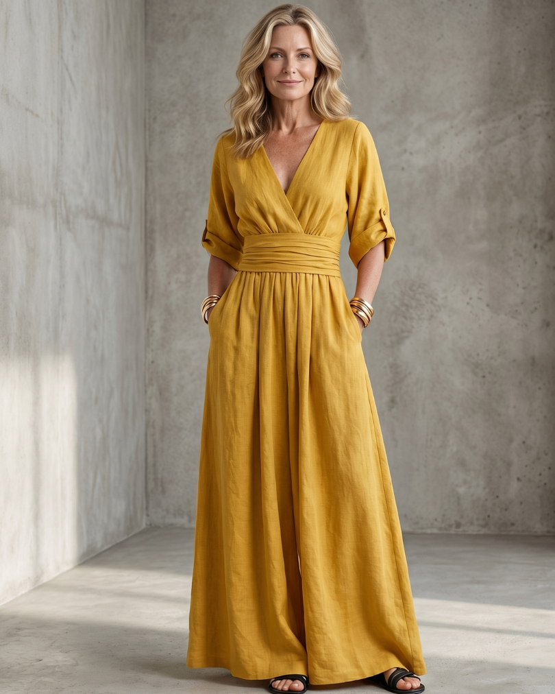 Wanda | Cross Front Wide Leg Jumpsuit