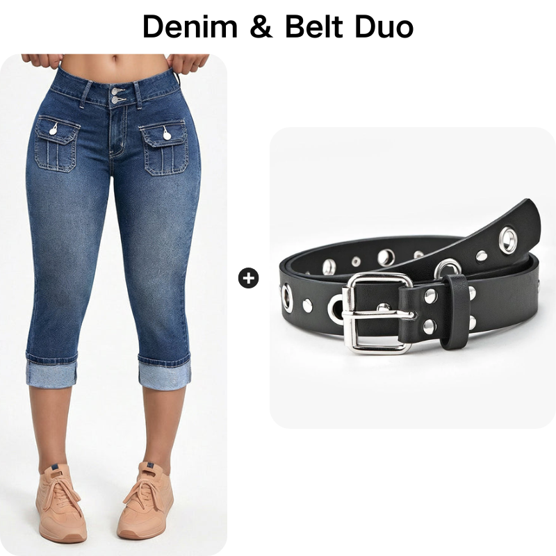 Women's Slim Fit Stretch Denim Capri Pants