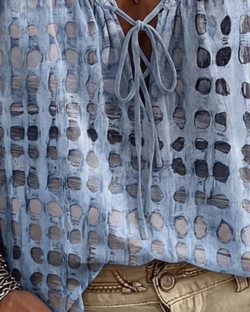 Polka Dot Blouse with Lacing