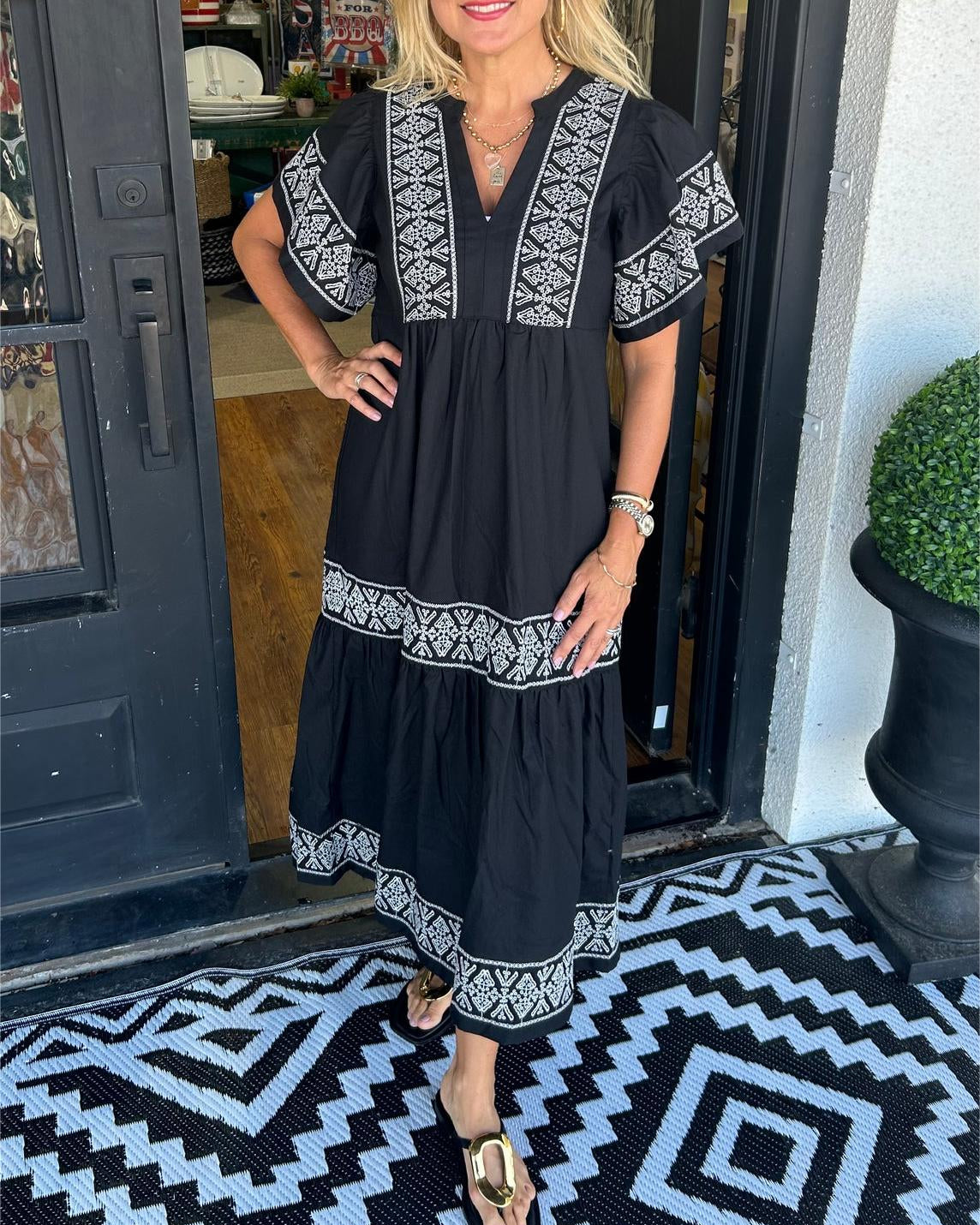 Rachel | Women’s Summer Boho V Neck Midi Dress