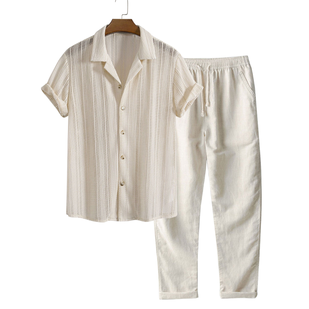 Men’s Summer Set – Openwork Shirt & Airy Pants