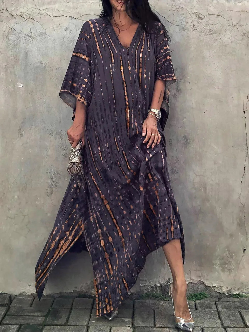 Women’s Caftan Printed Flowing Relaxed Fit Summer Maxi Dress