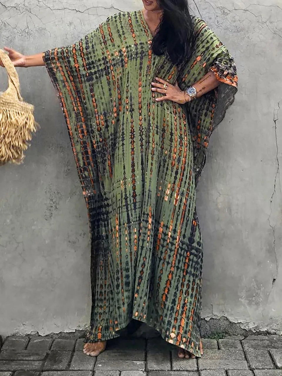 Women’s Caftan Printed Flowing Relaxed Fit Summer Maxi Dress