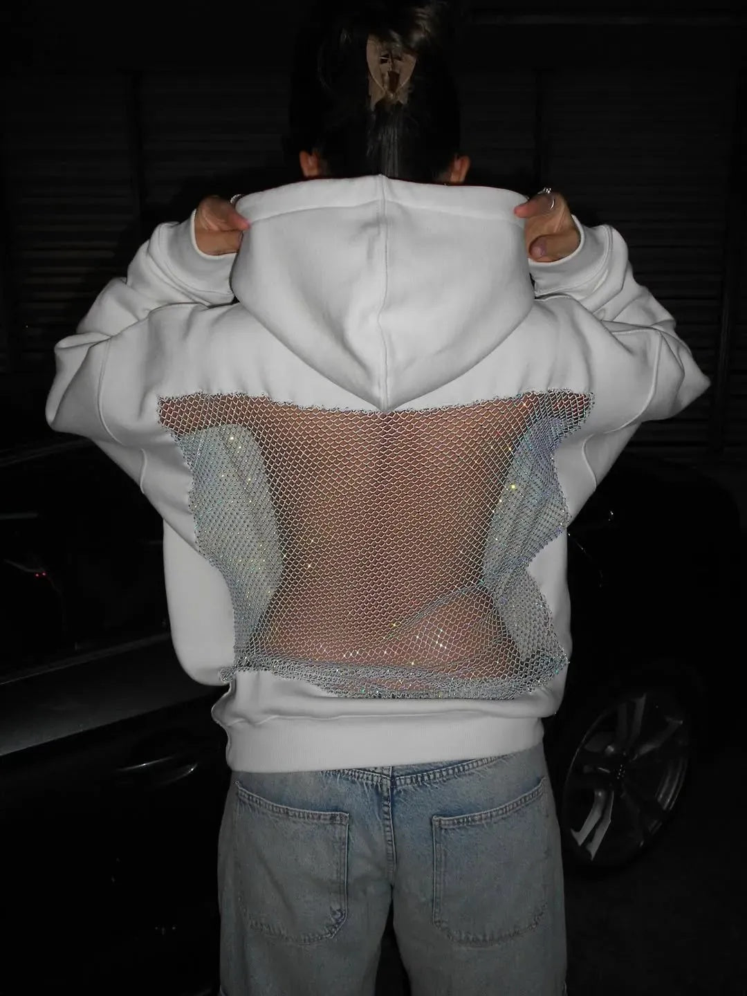 Women's Hoodie | Oversized with Decorative Application on the Back