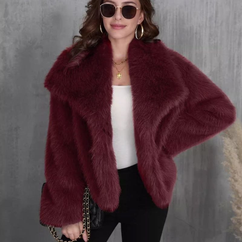 Women's Jacket | Short Fur Jacket with Collar