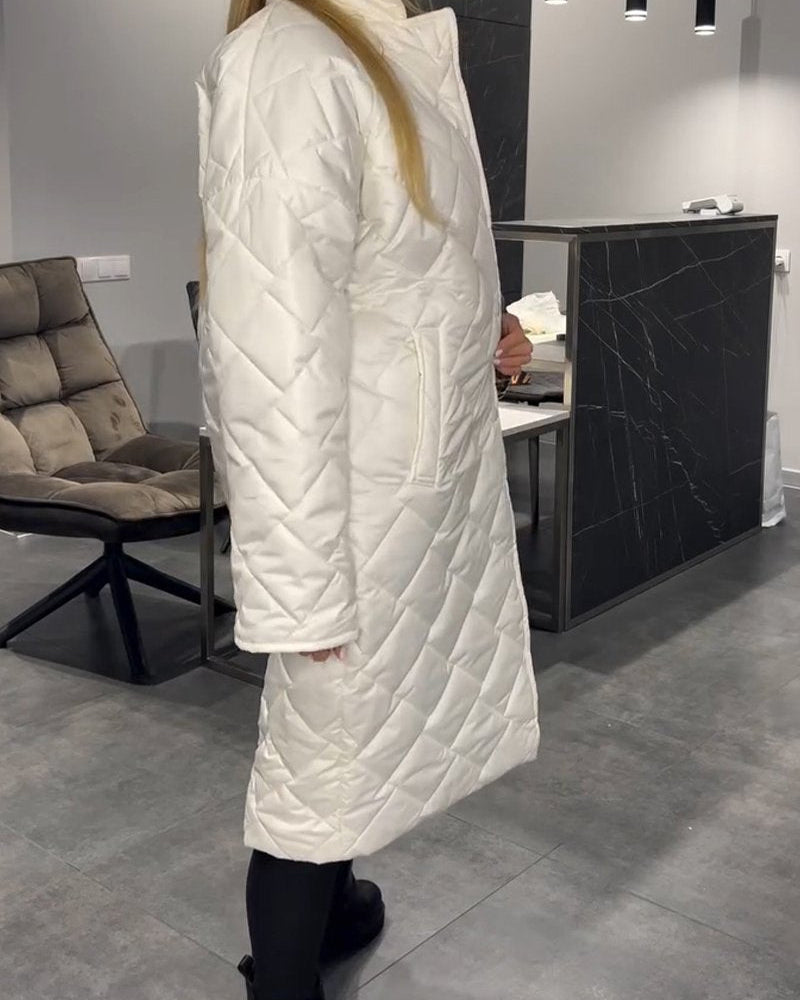 Women's coat | quilted long with snap fasteners