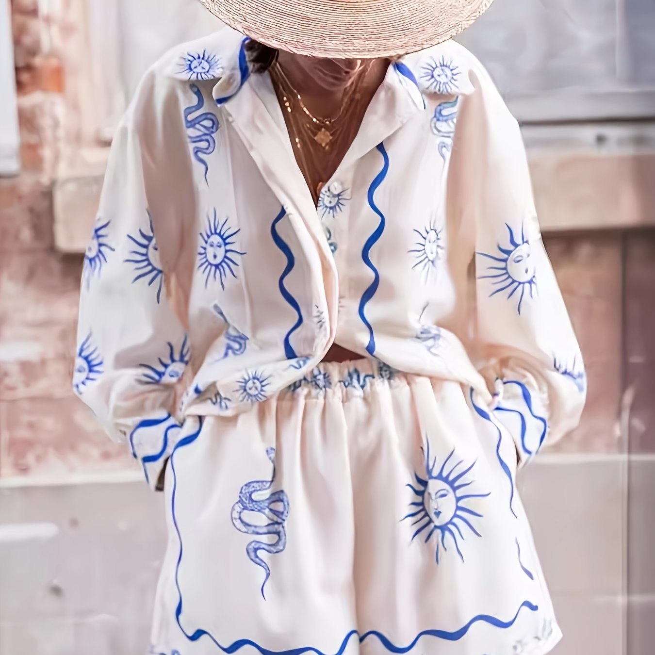 Women’s Boho Printed Shirt & Shorts Set