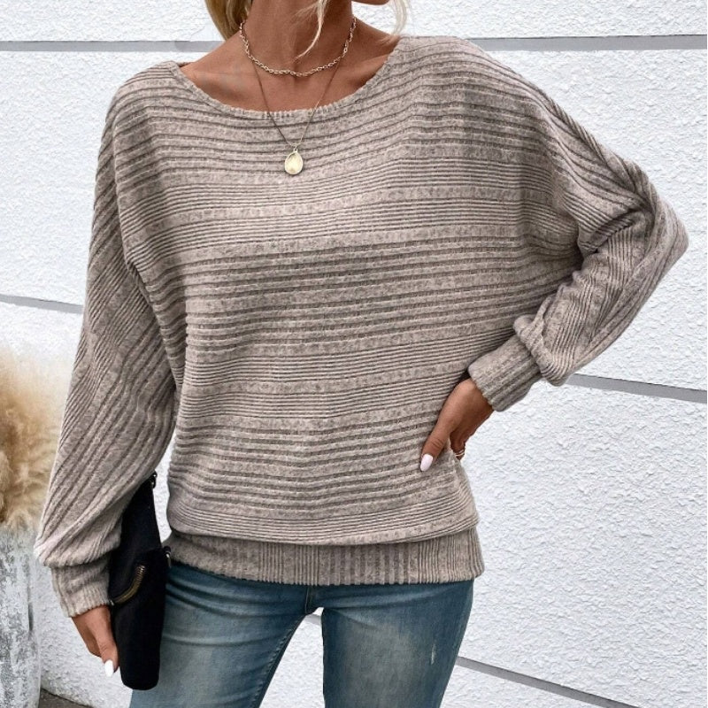 Yarisa | Striped Long Sleeve Shirt with Round Neck