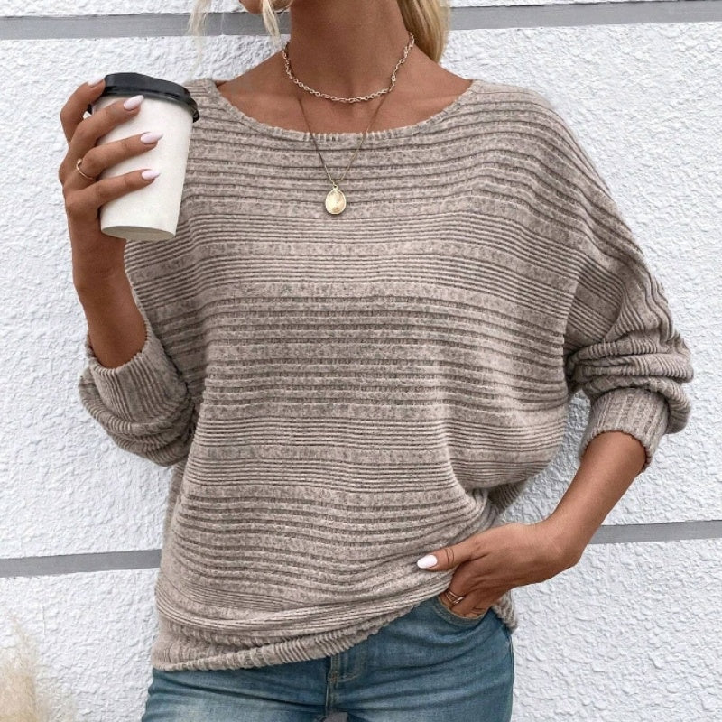 Yarisa | Striped Long Sleeve Shirt with Round Neck