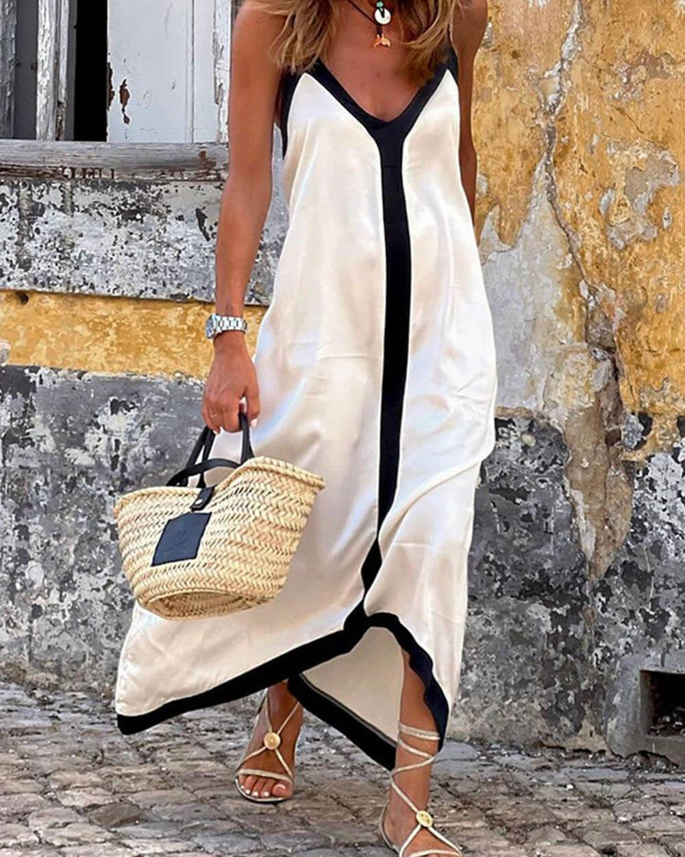 Nancy | Island Style Lavechic Colorblock Midi Dress