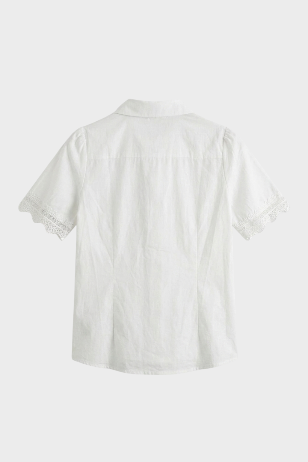 Vintage-Inspired Lace Trim White Blouse