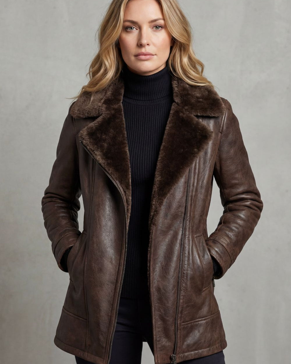 Women's jacket with a soft collar finish